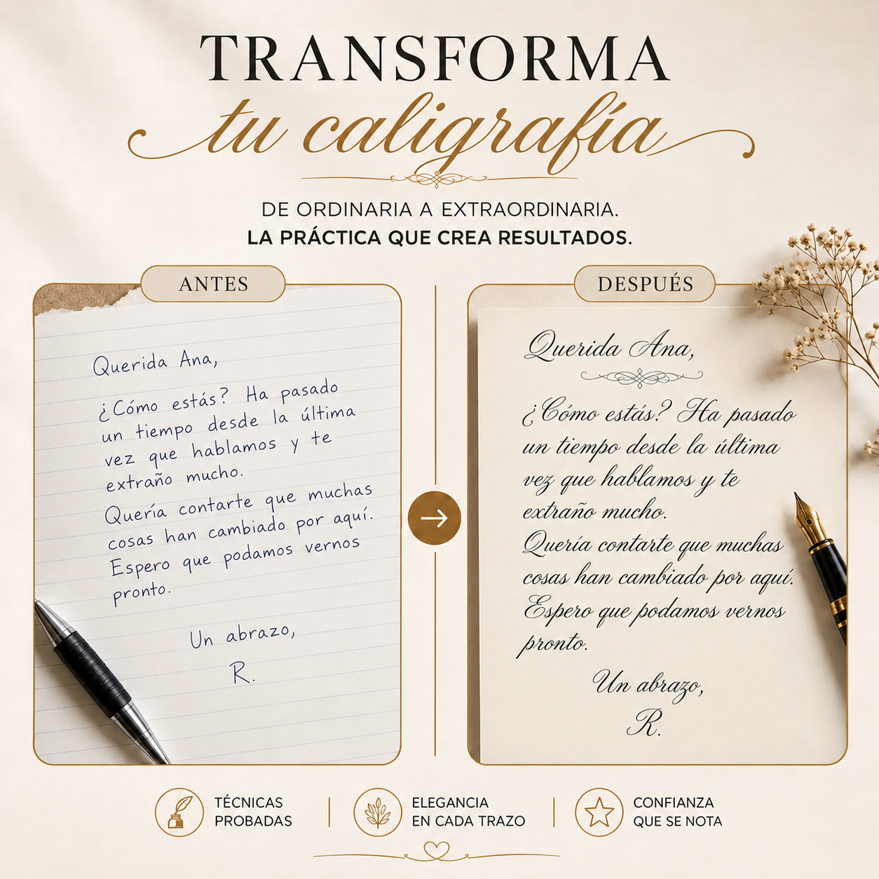 Antes y después de la caligrafía